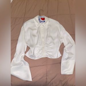 White Zara Cropped Blouse